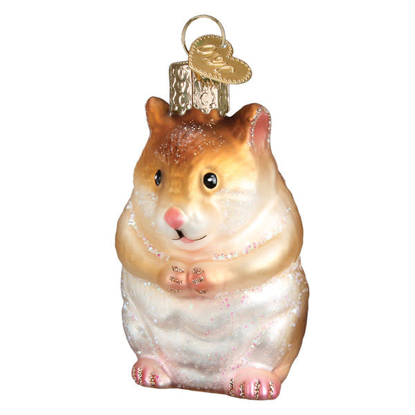 Hamster ornament figurine with brown fur texture standing on a rounded base.