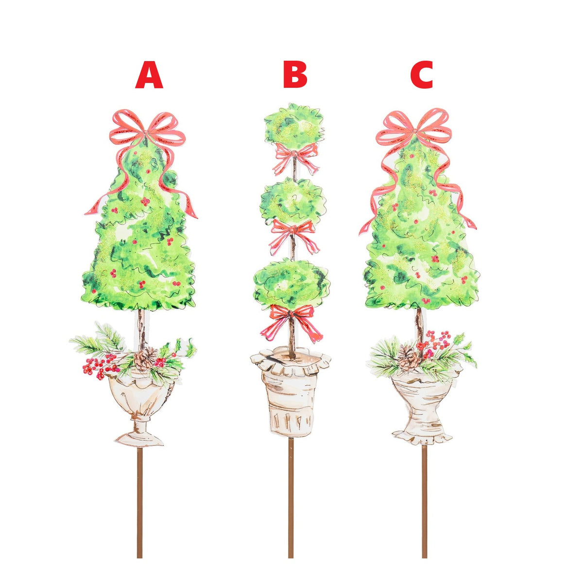 Beck's Traditional Pinecone Tree ornament in natural pine cone texture with a green stem stake.