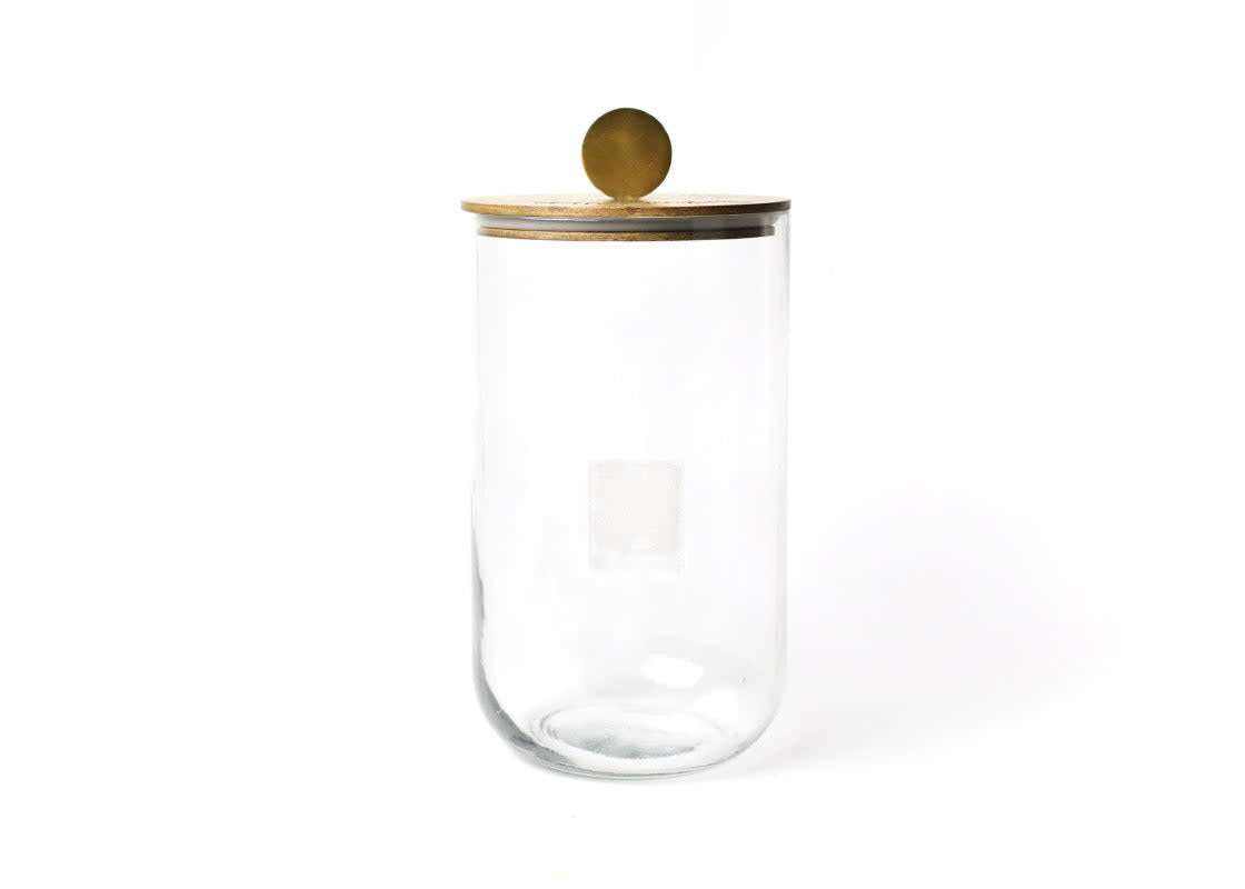 Glass jar with mango wood lid