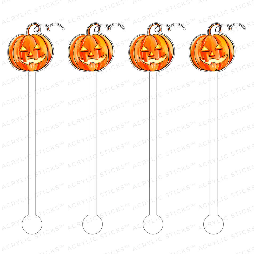 Happy Face Jack O’ Lantern Acrylic Stir Sticks