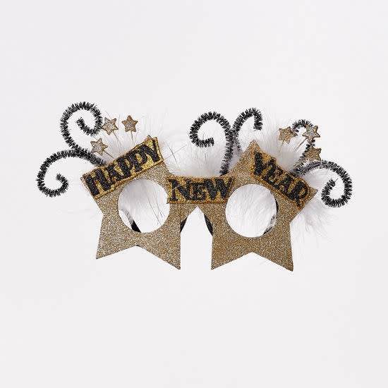 Plastic Happy New Year glasses with festive party theme