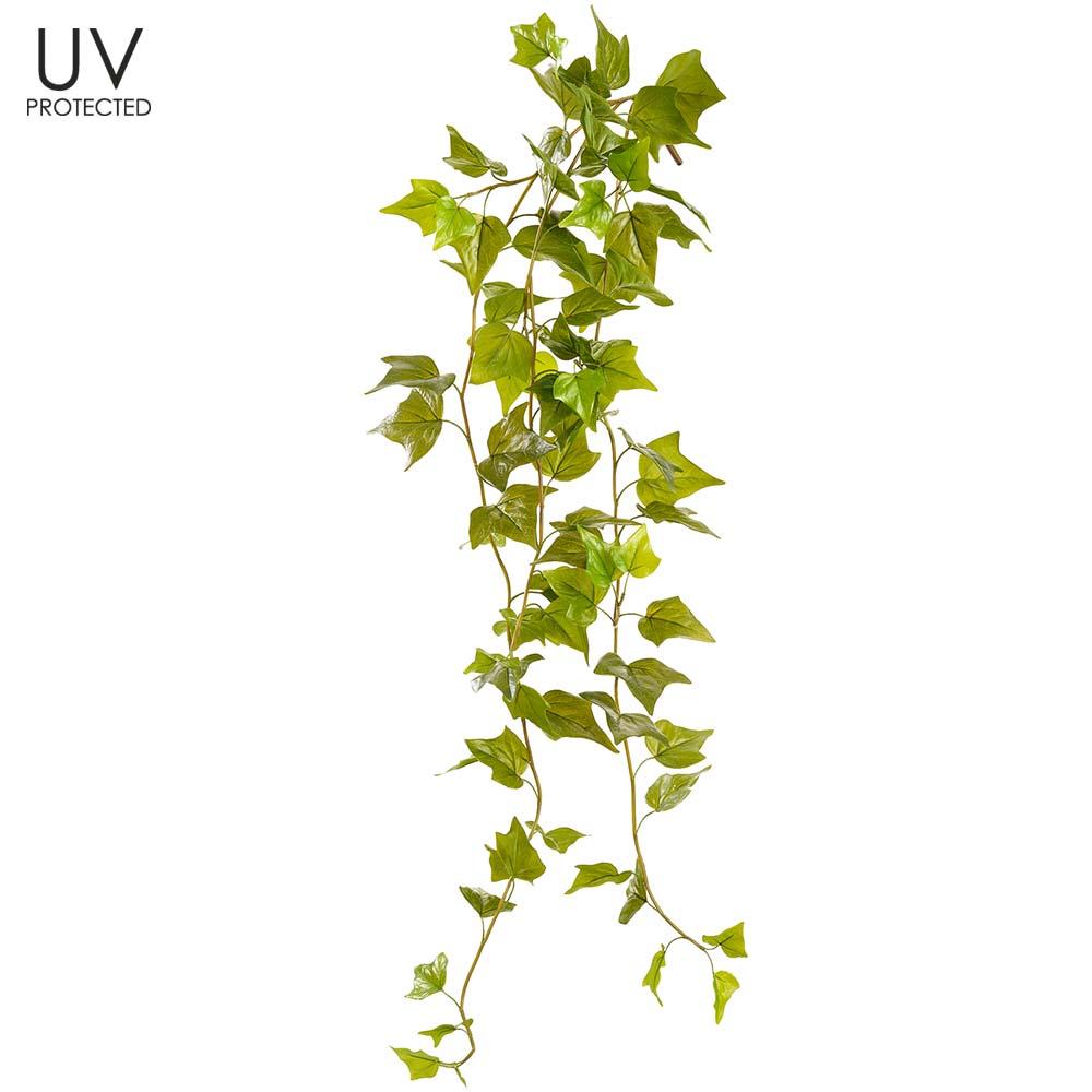 48-inch hanging artificial ivy bush with variegated green leaves on a trailing vine.