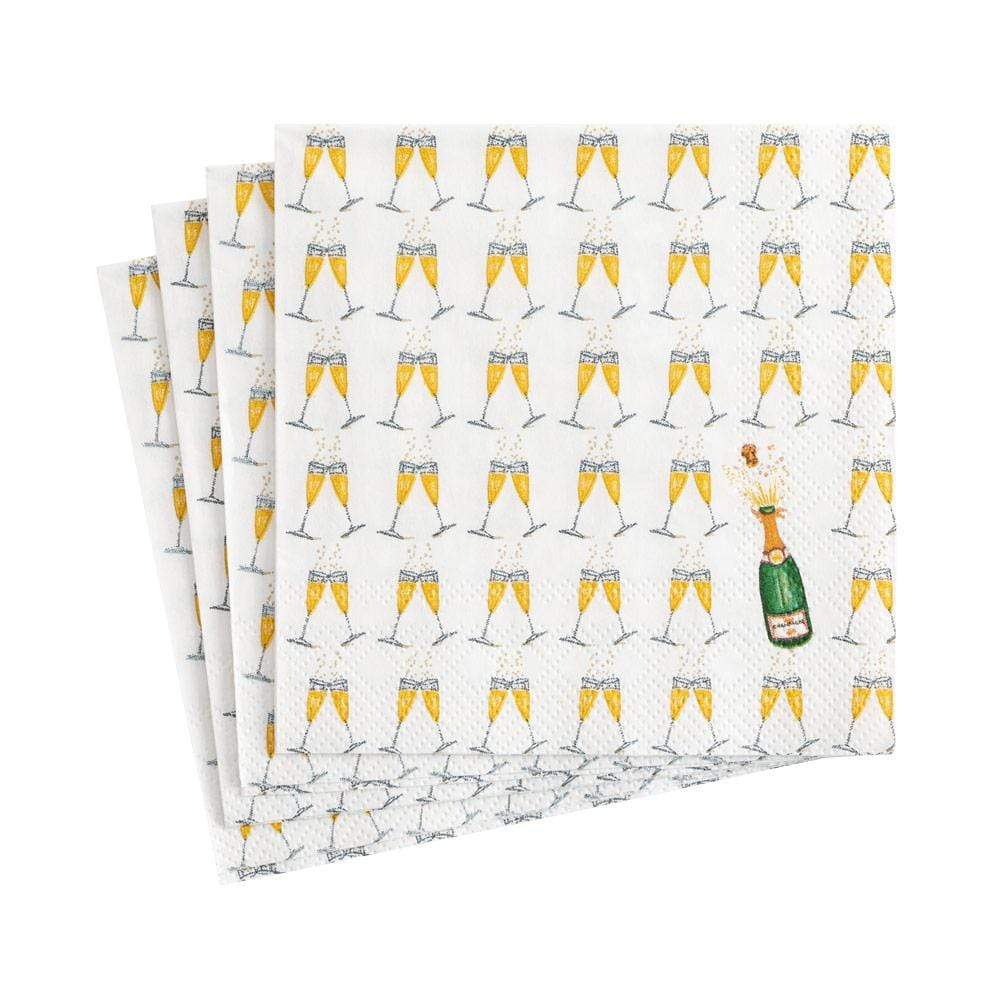 Packaging for Cocktail Napkin Bubbly featuring a celebratory pattern with bottles and glasses.
