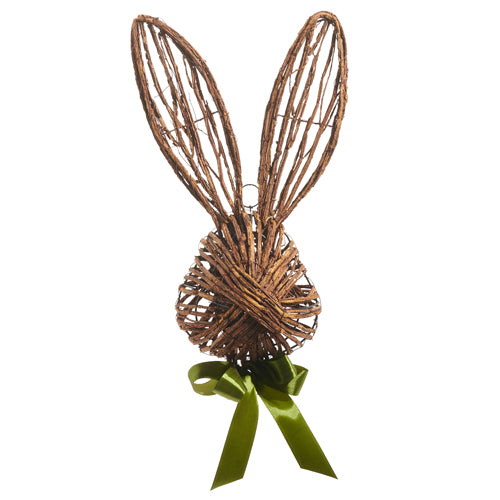 Open vine rabbit head sculpture made of twig, iron, and polyester with a natural brown finish.