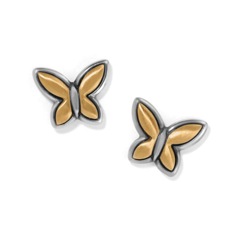 Goldie Wings Mini Post Earrings featuring two-tone silver and gold plated butterfly designs.