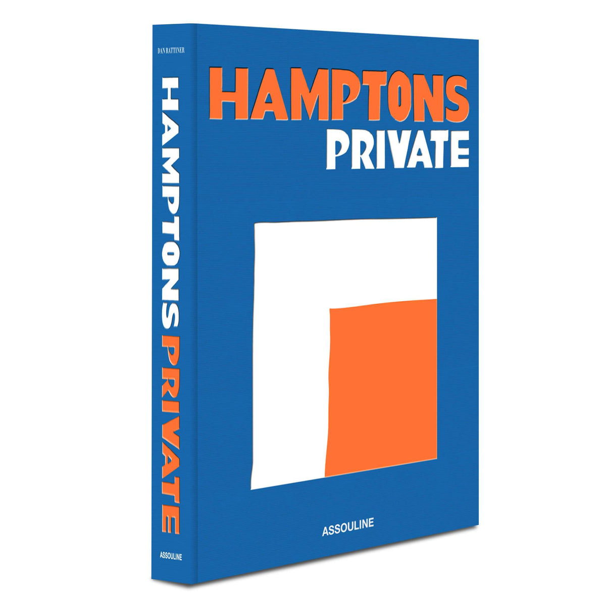 Linen hardcover book titled Hamptons Private with a neutral cover.