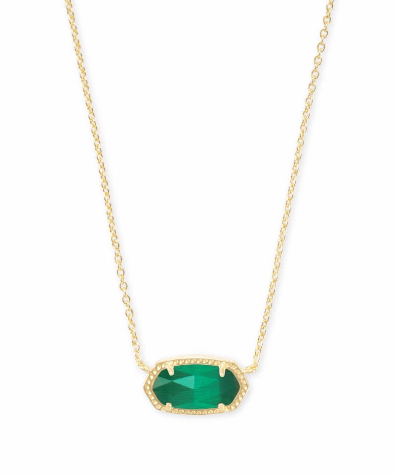 Elisa Short Pendant Necklace in gold-toned metal with a small circular pendant on an adjustable chain.