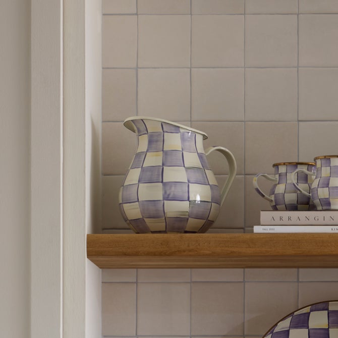 Violet check pitcher with handle