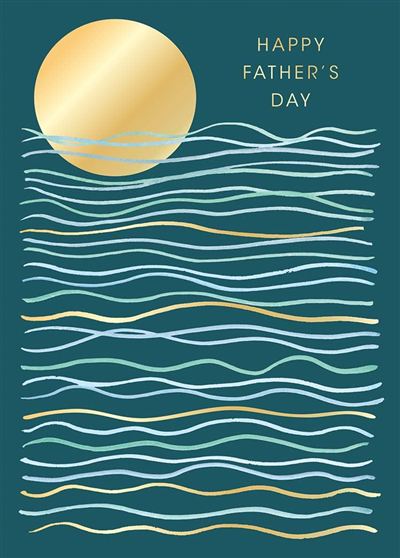 Golden Tide Happy Father's Day greeting card with warm memory message on front.