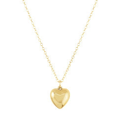 Gold-filled heart charm on a gold chain necklace