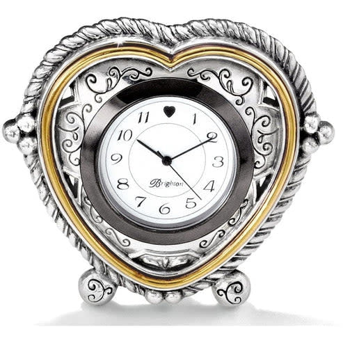 Silver-brass two-tone Heartbeat In Time clock with swivel arm