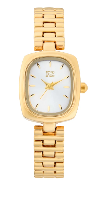 Noble Gold Ladies Watch with a goldtone link bracelet and white oval dial.