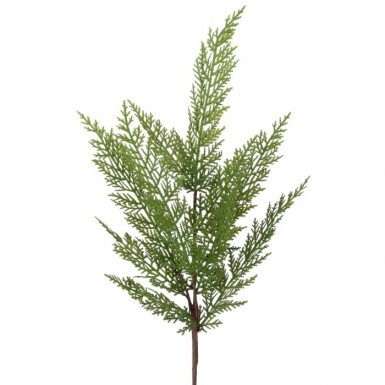24 inch Real Touch Lebanon Cedar Spray with green feathery foliage on a brown stem.