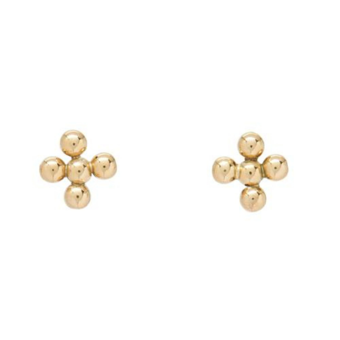 Classic beaded signature cross stud earring in silver-tone metal with clear crystal accents.