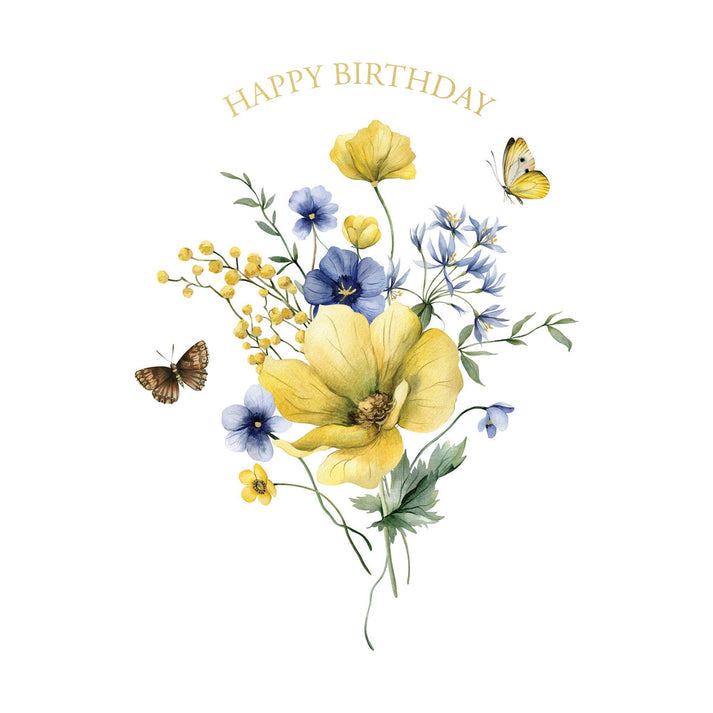 Butterfly Bouquet birthday card with foil accents