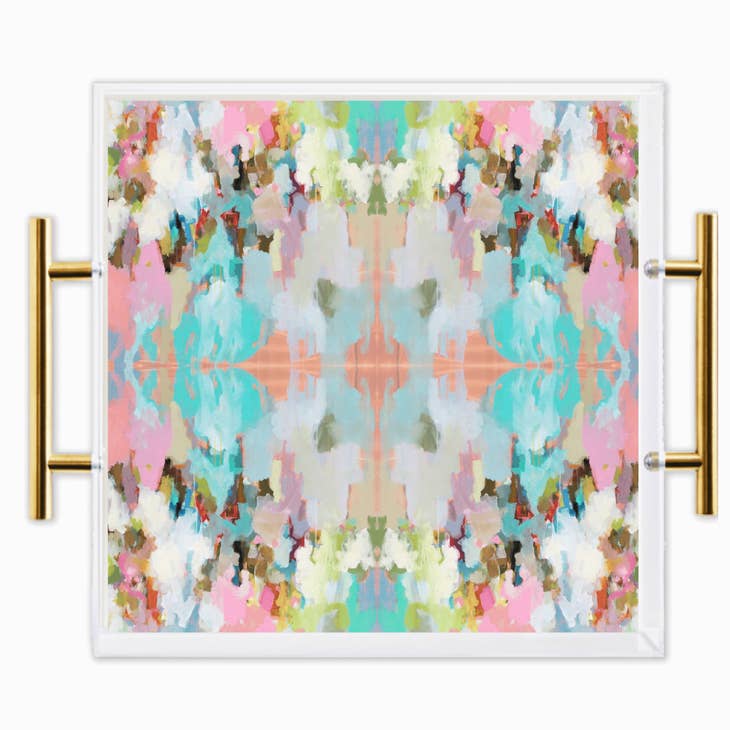 Brooks Avenue large acrylic serving tray with handles in a neutral tone.