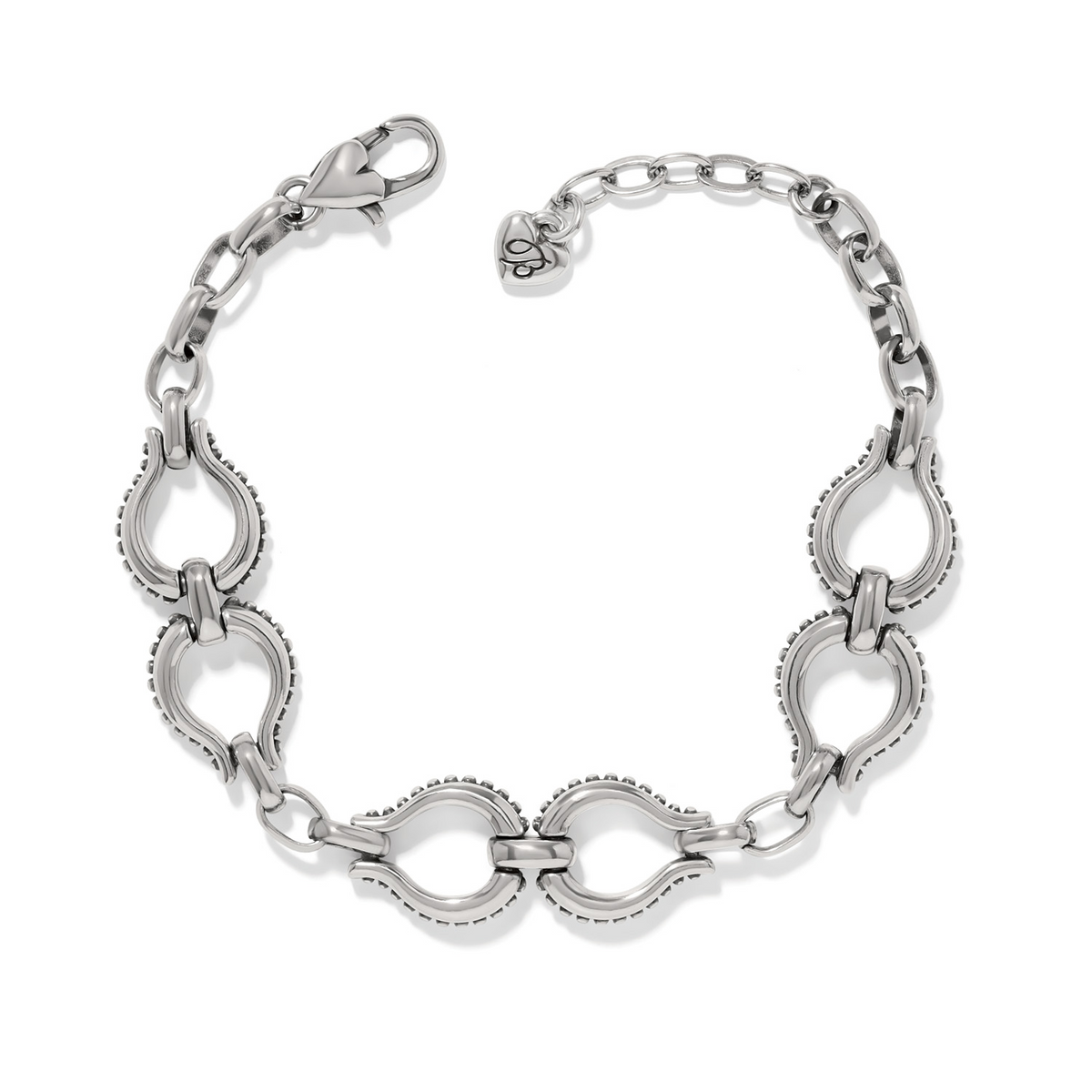 Pretty Tough Arch Bold Silver Bracelet with sculptural arch links and beaded edges.