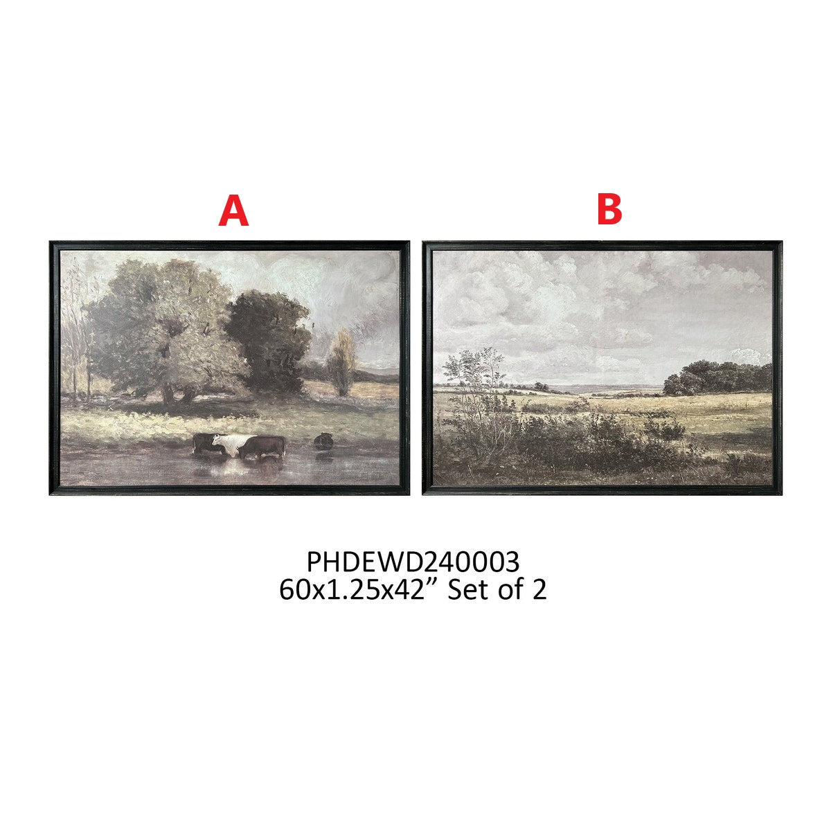 Grand Pastoral framed print featuring a pastoral landscape scene with soft natural tones.