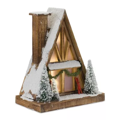 Lighted Ski Lodge Wood