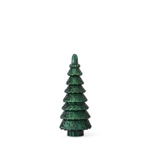 Green glass tiered tree sculpture with three levels