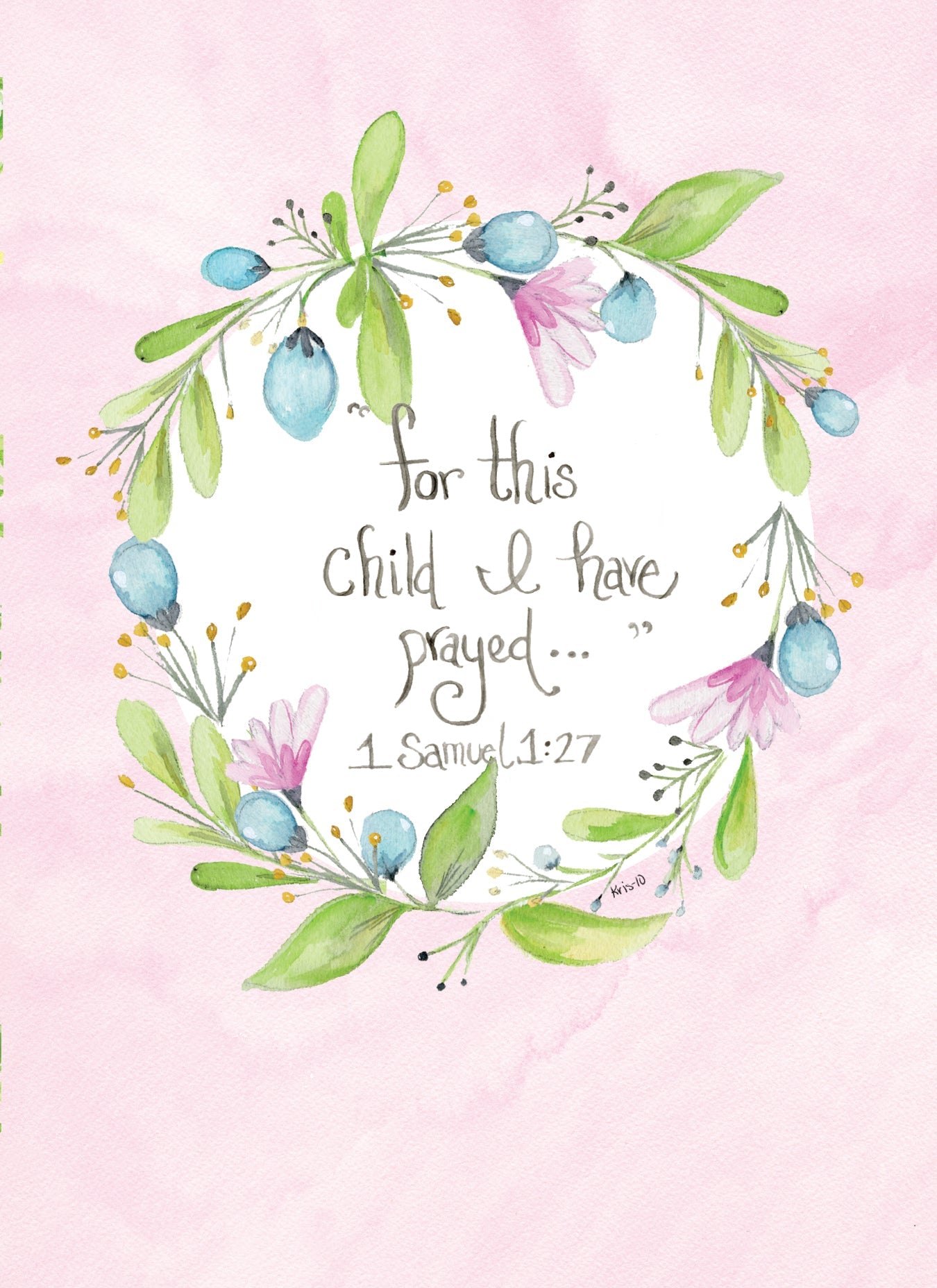 Pink A6 greeting card with envelope featuring the text 'From the fullness of his grace we have received one blessing after another' and a cross silhouette.