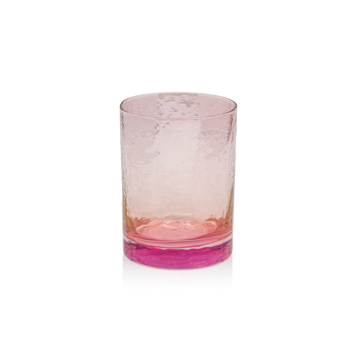 Hammered texture aperitivo rocks glass with lustrous colorful finish