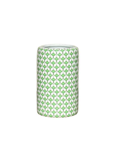 Green porcelain vase with fish scale texture