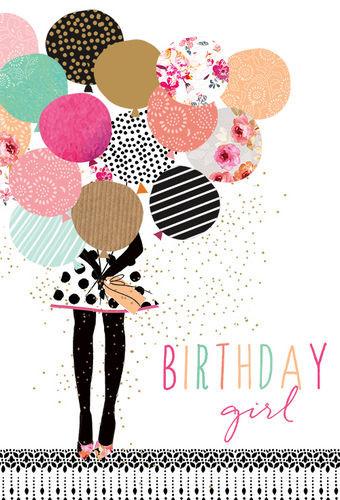 Sara Miller birthday card featuring a 'Birthday Girl' outside text with an inside message reading 'Today is all about you... Have a fantastic birthday.'
