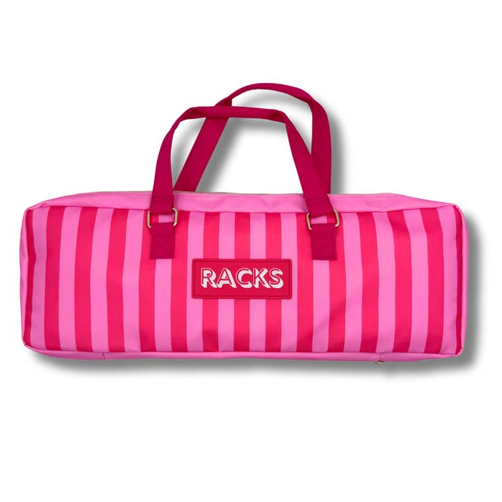 Mahjong Rack Bag Fits 20" - Stripes- Pink & Red
