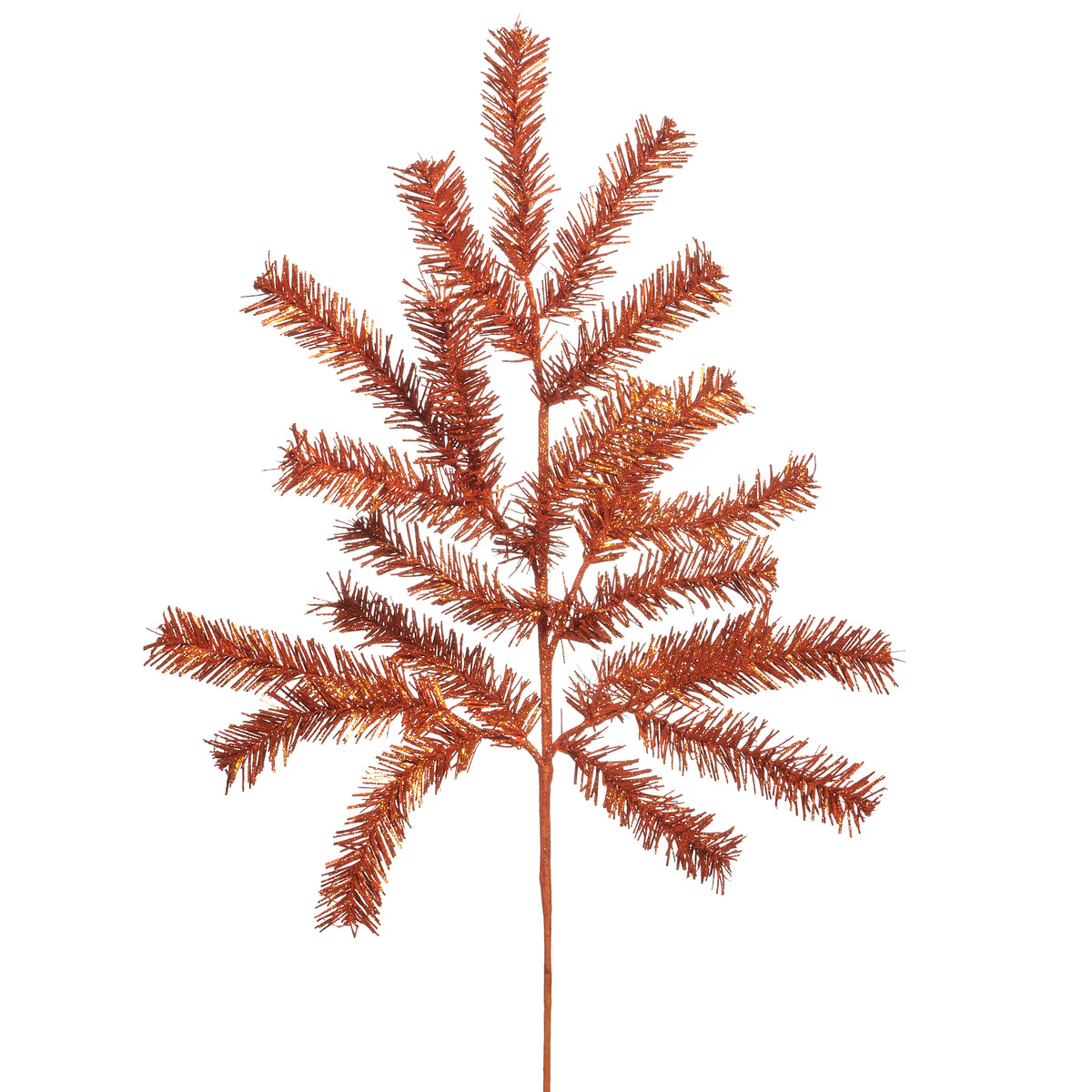 31-inch orange tinsel spray decoration made of plastic and paper with a full silhouette.