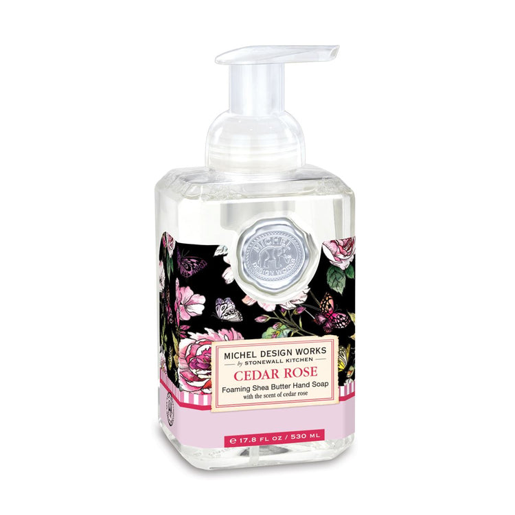 Spring Foaming Soap in a clear bottle with white liquid.