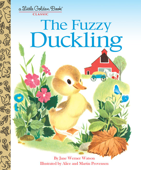 Hardcover children's book 'The Fuzzy Duckling' with classic illustrations on a light cover.