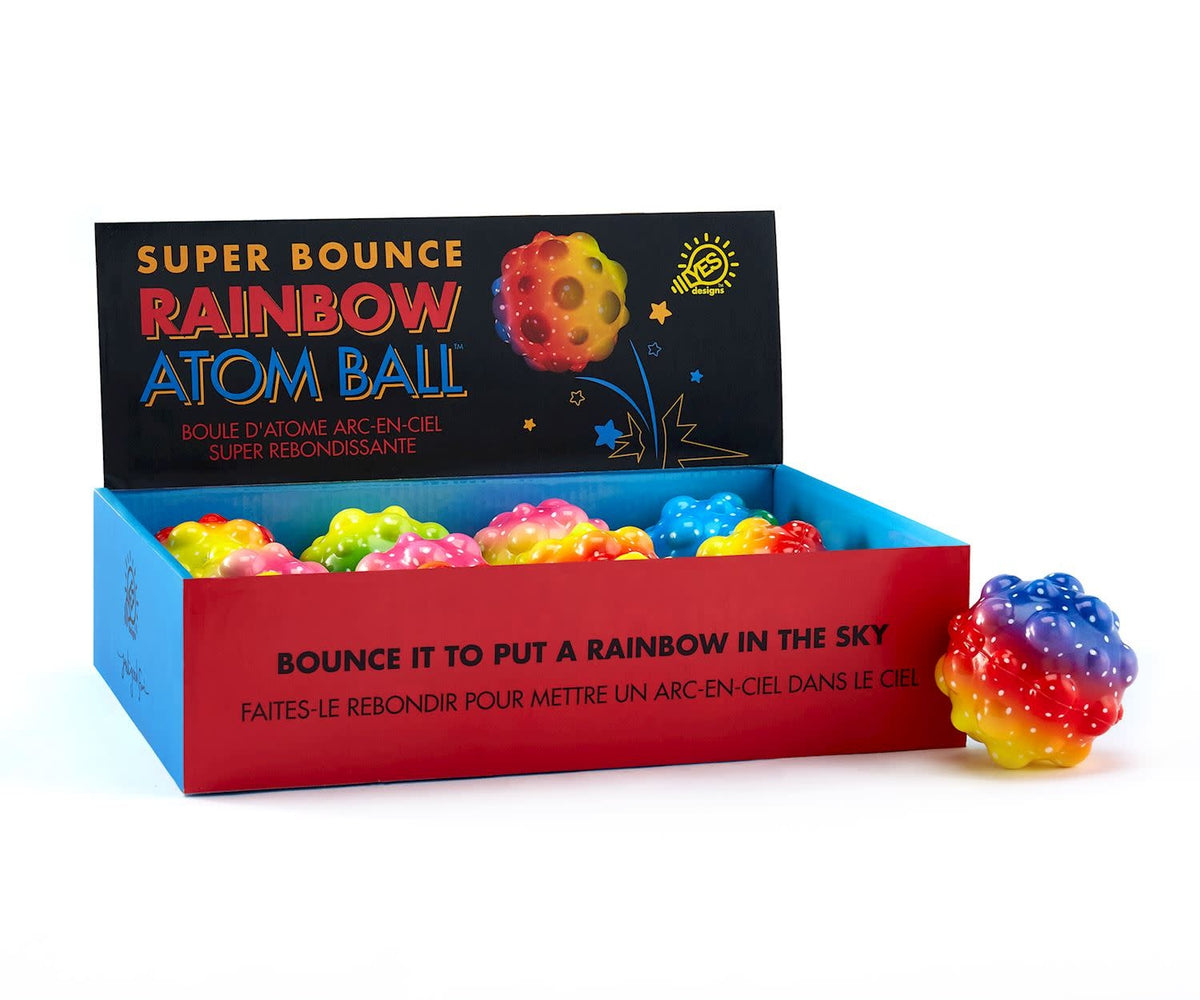 Rainbow textured atom ball with high bounce feature