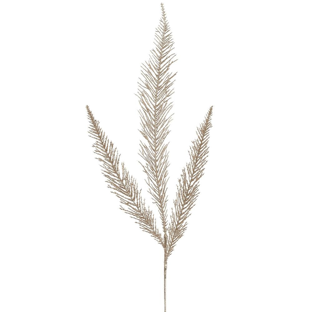 Plastic wire pine spray in champagne glitter with a natural branch silhouette