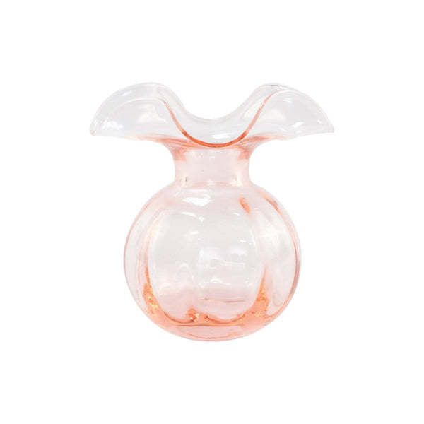 Pink hibiscus glass bud vase with a smooth cylindrical shape.