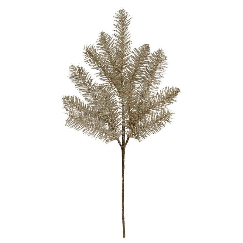 19-inch glistening platinum pine pick with metallic needles on a single stem.