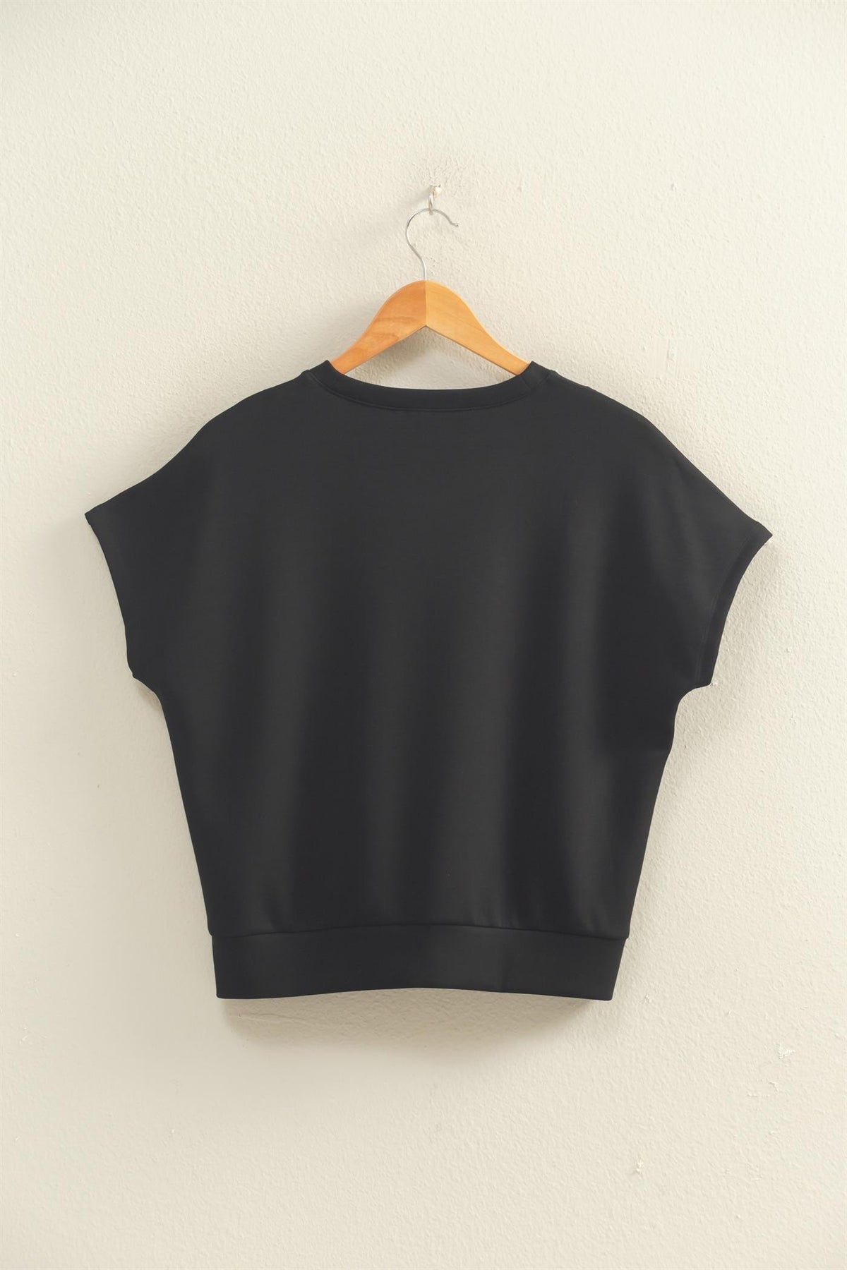 Alecia crew neck short dolman sleeve top in solid color with relaxed silhouette