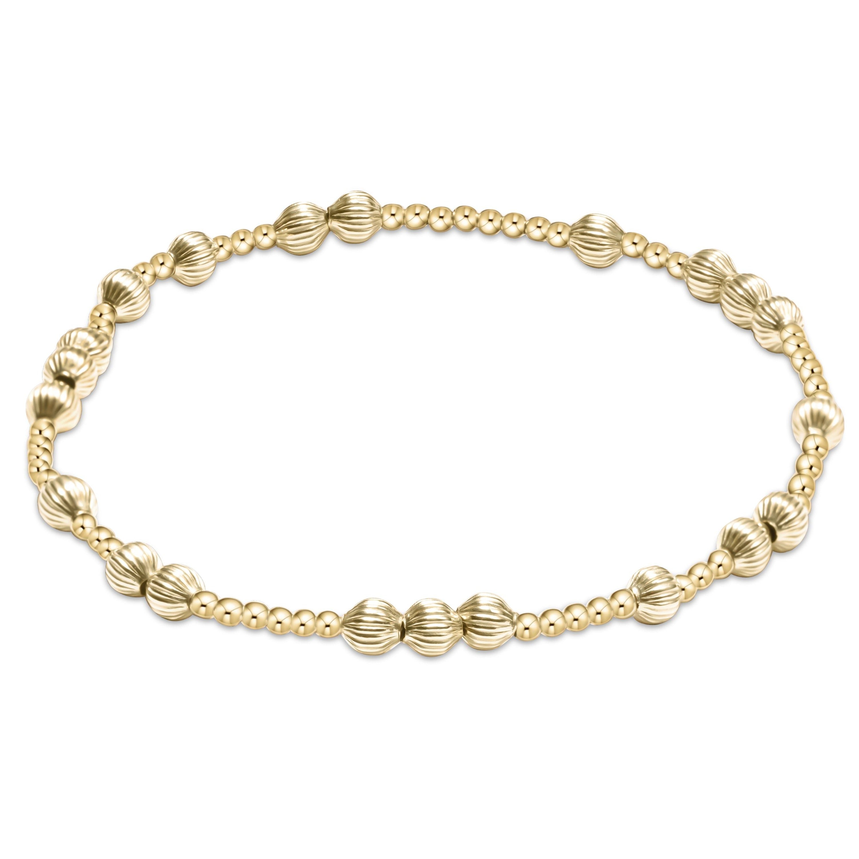 Hope Unwritten Dignity 4MM Beaded Bracelet in 14kt gold-filled beads on an elastic band.