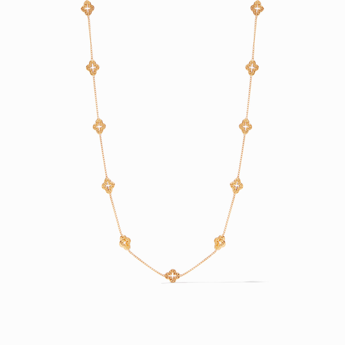 Florentine Demi Delicate Station Necklace with twelve 24K gold plate petite floral stations.