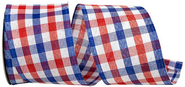 Americana wired edge road runner fabric roll in red with white geometric pattern.