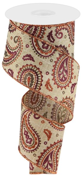 2.5"X10yd Paisley On Royal Ribbon