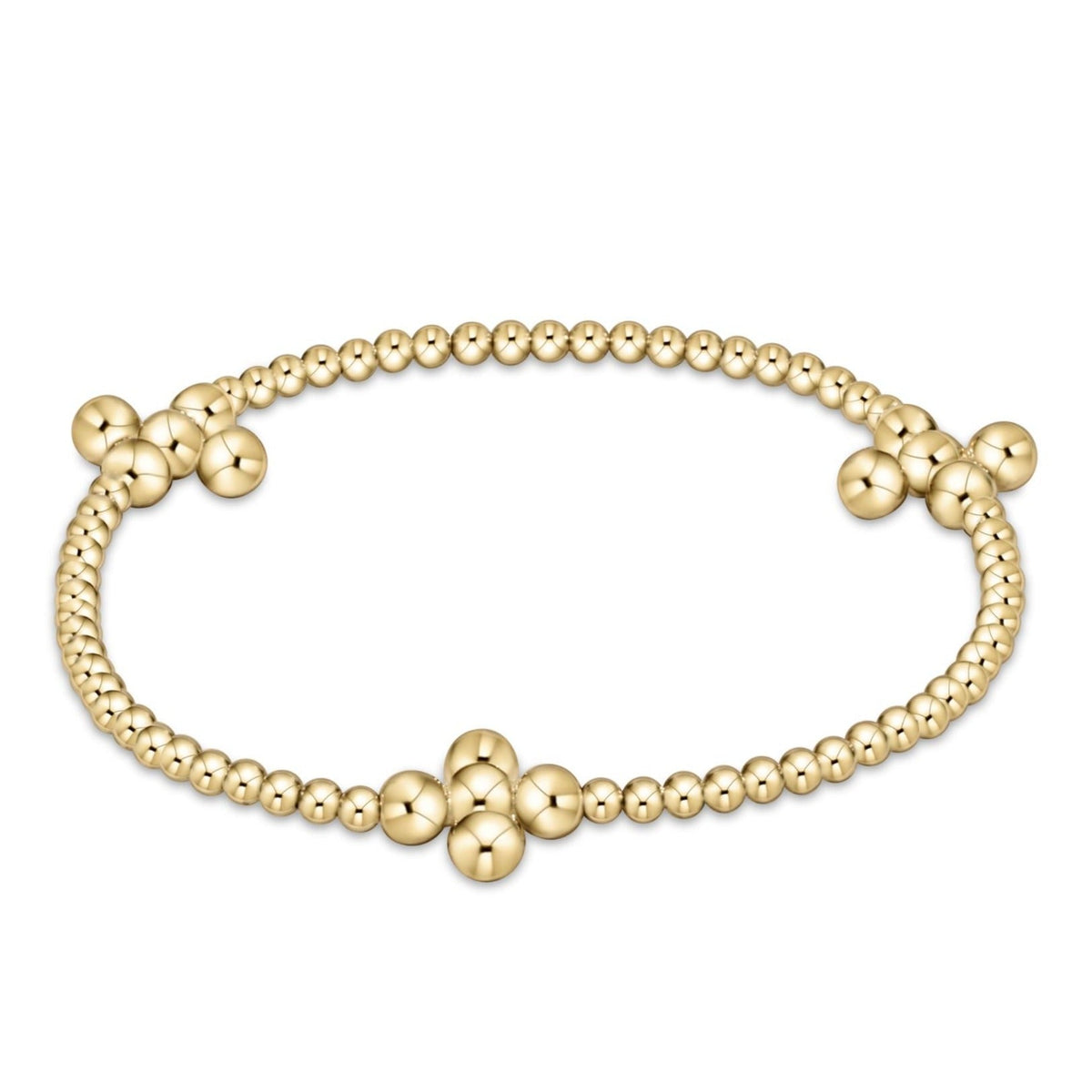 Gold beaded bracelet with three signature cross accents made of 4mm gold-filled beads.