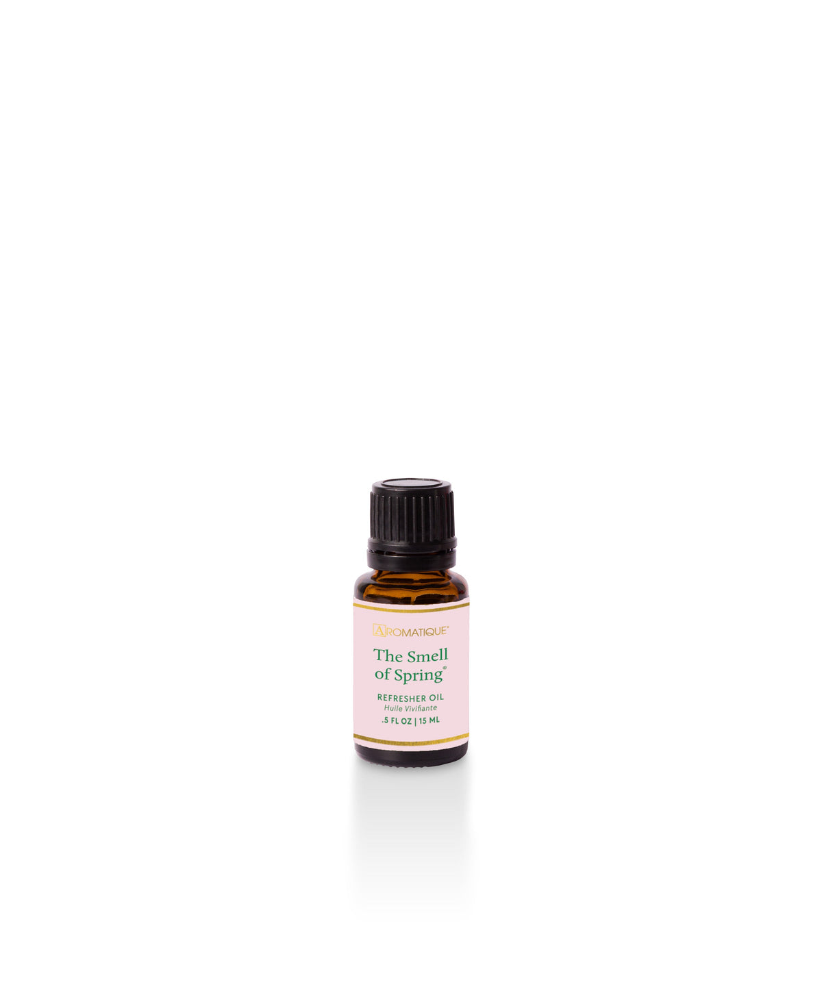 Aromatique The Smell of Spring Refresher Oil in a .5 fl oz amber glass bottle with a black cap.