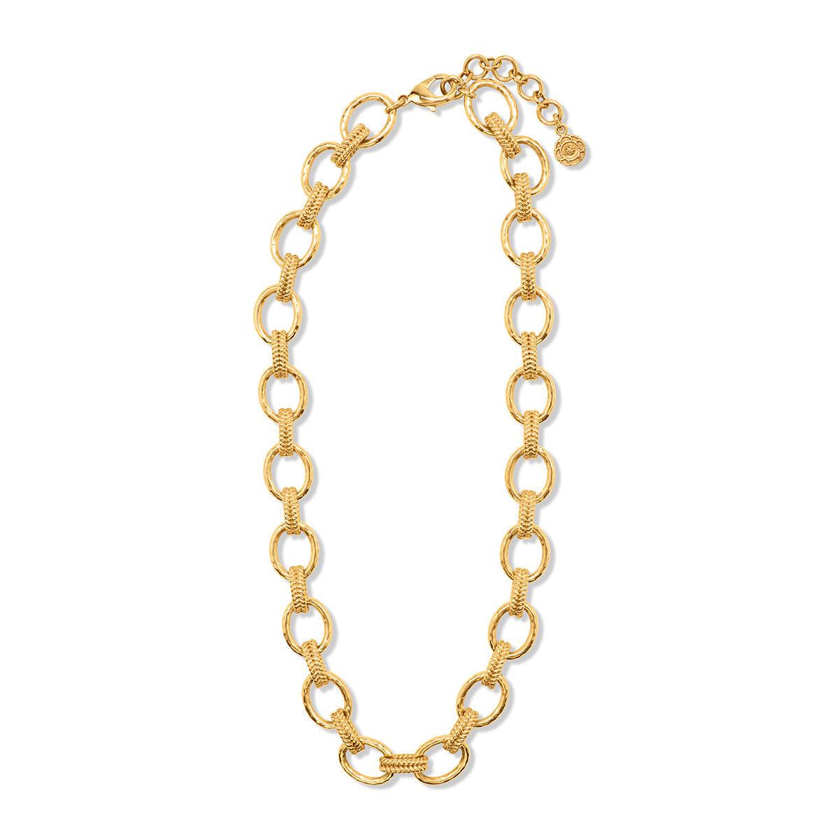 Gold-plated brass Cleopatra Regal link necklace with a regal chain silhouette.
