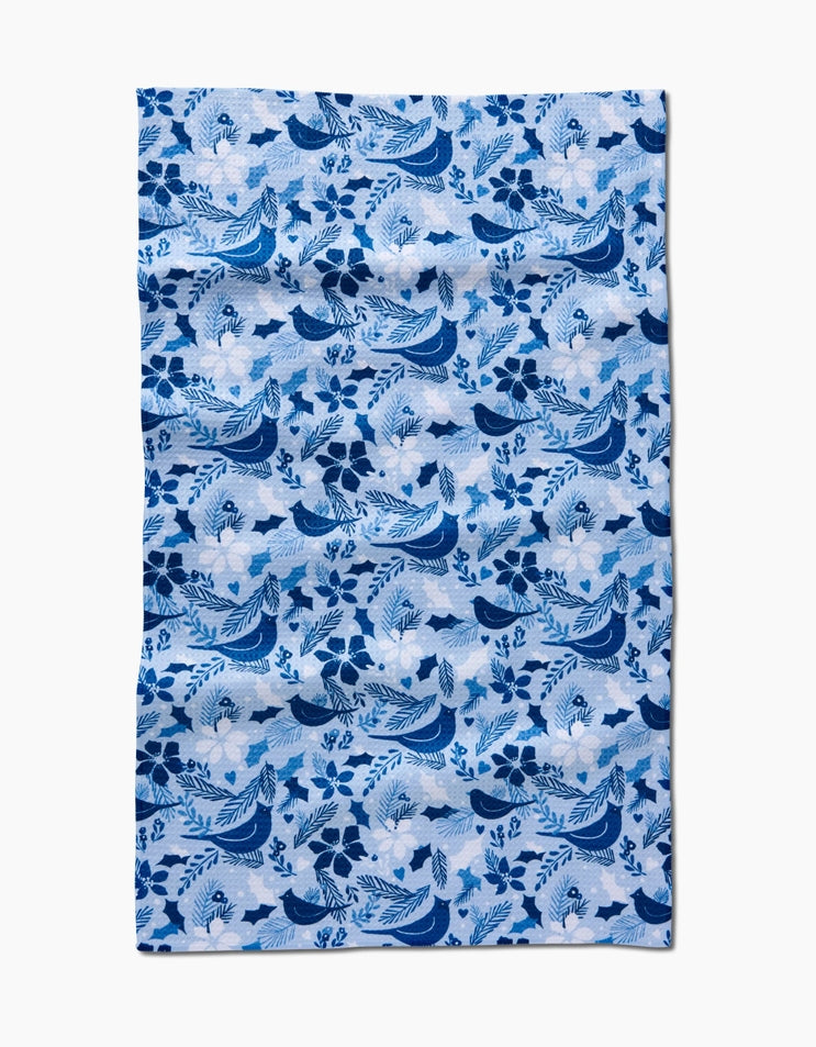 Recycled polyester waffle weave tea towel with single-sided print