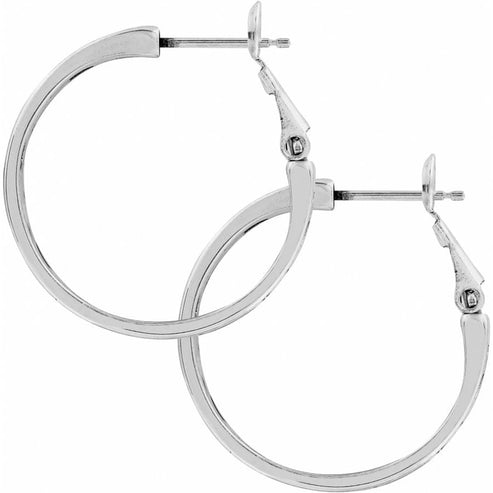 Silver-plated Contempo small hoop earrings with post and lever back closures.