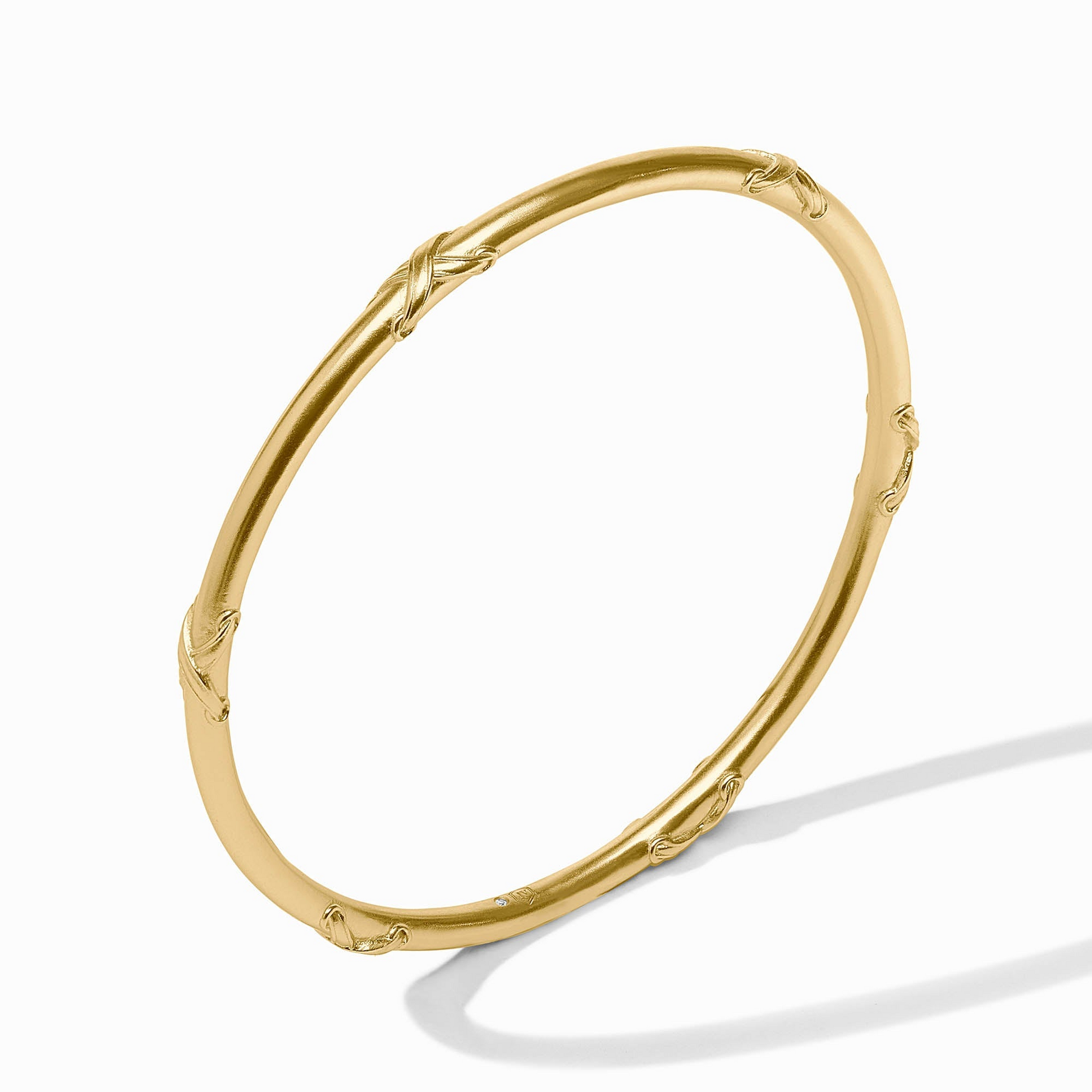 Essex Bangle in 24K gold plate with a textured, knotted design on a white background.