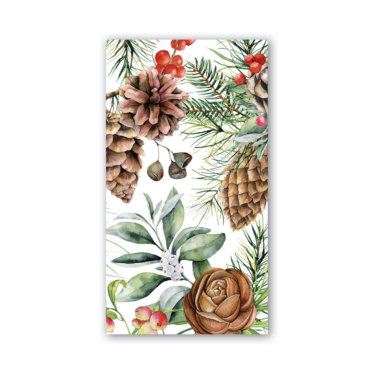 Pack of Hostess napkins in white with a subtle floral pattern.