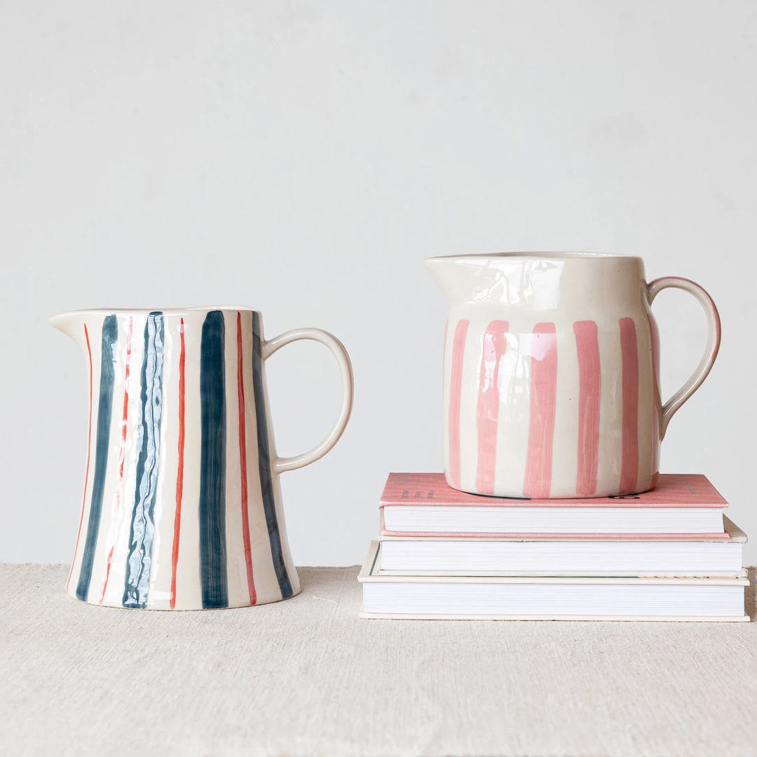 Stoneware Pitcher with Stripes