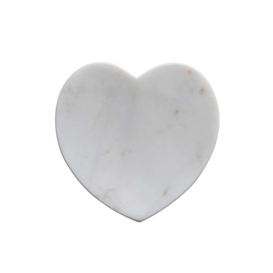 White marble heart-shaped dish with smooth edges